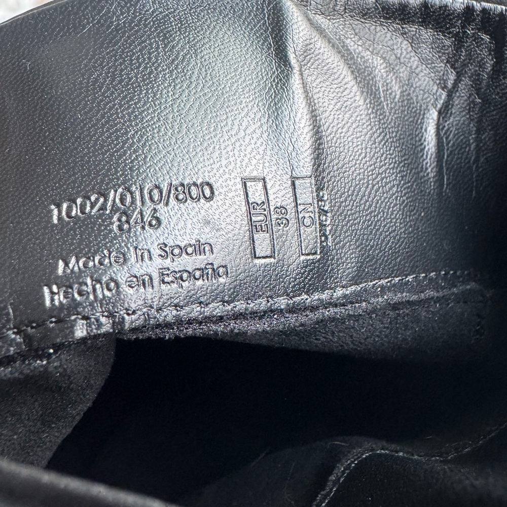 Zara Black Heeled Knee-High Leather Boots - Picture 7 of 9